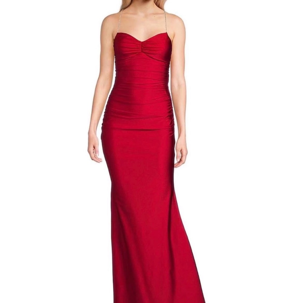 Elegant Red Spaghetti Strap Prom Dress